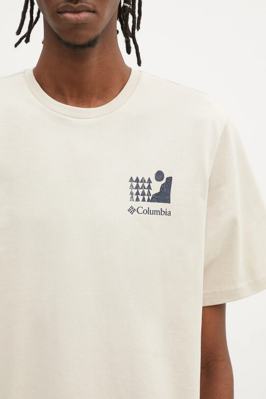 Columbia t-shirt bawełniany Explorers Canyon beżowy 2036451.
