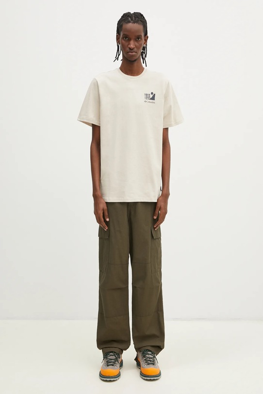 Columbia t-shirt bawełniany Explorers Canyon 2036451. beżowy