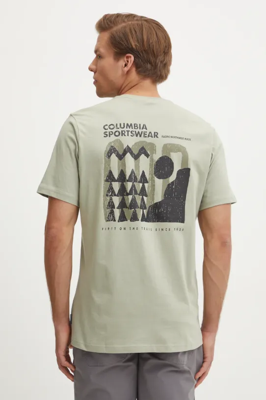 Columbia t-shirt bawełniany Explorers Canyon nadruk zielony 2036451.