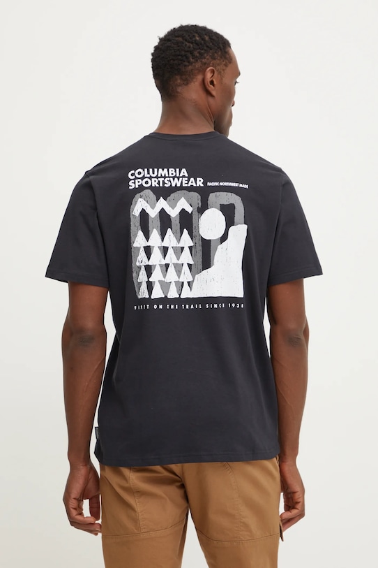 Columbia t-shirt bawełniany Explorers Canyon nadruk czarny 2036451.