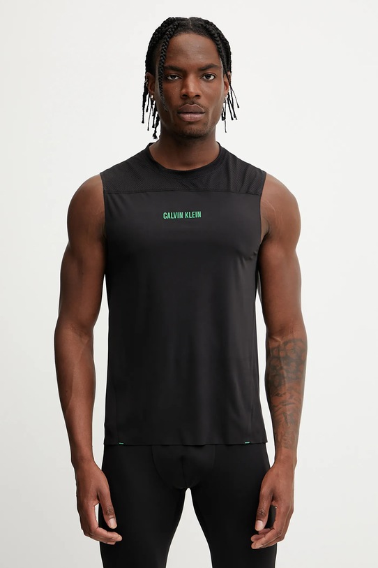 Тениска за трениране Calvin Klein Performance вталена черен LVGMS5K187