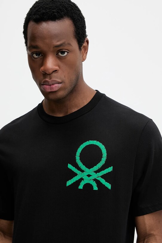 United Colors of Benetton t-shirt bawełniany czarny 3BL0U10A2