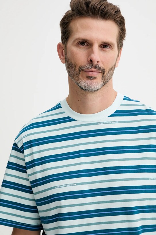 Бавовняна футболка United Colors of Benetton блакитний 30CXU10A0