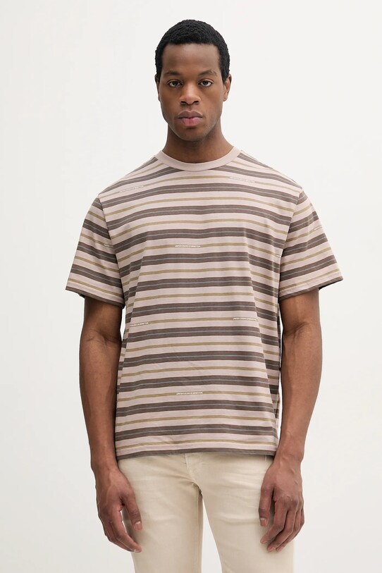 United Colors of Benetton tricou din bumbac cu modele maro 30CXU10A0