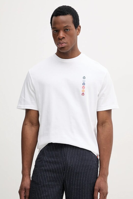 United Colors of Benetton tricou din bumbac imprimeu alb 3BL0U10A1