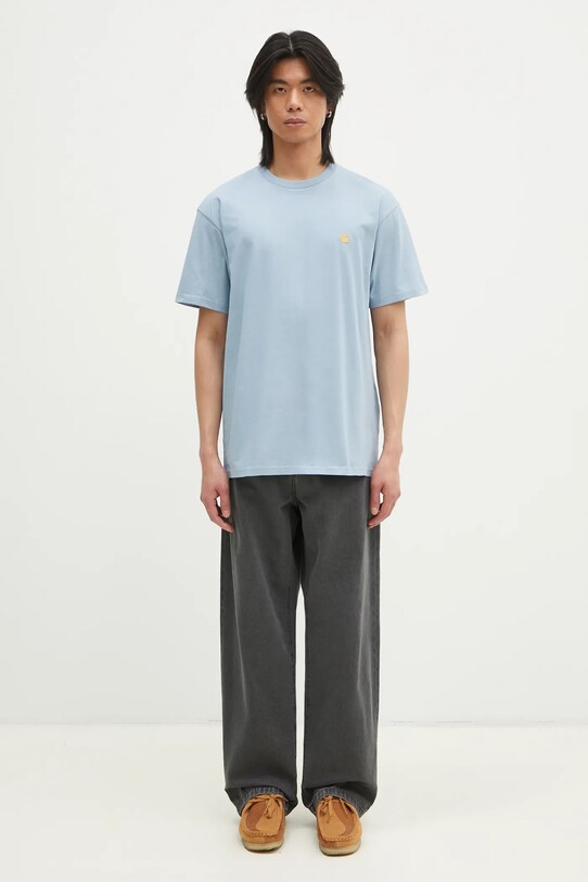 Carhartt WIP cotton t-shirt Chase I026391.2MYXX turquoise