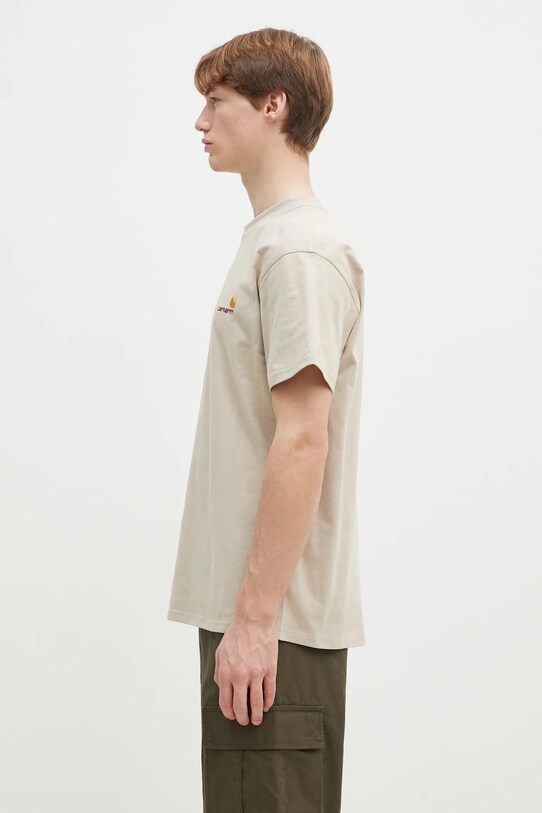 Carhartt WIP tricou din bumbac American Script I029956.2LPXX bej SS25