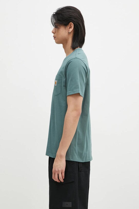 Памучна тениска Carhartt WIP Pocket I030434.2M2XX тюркоазен SS25
