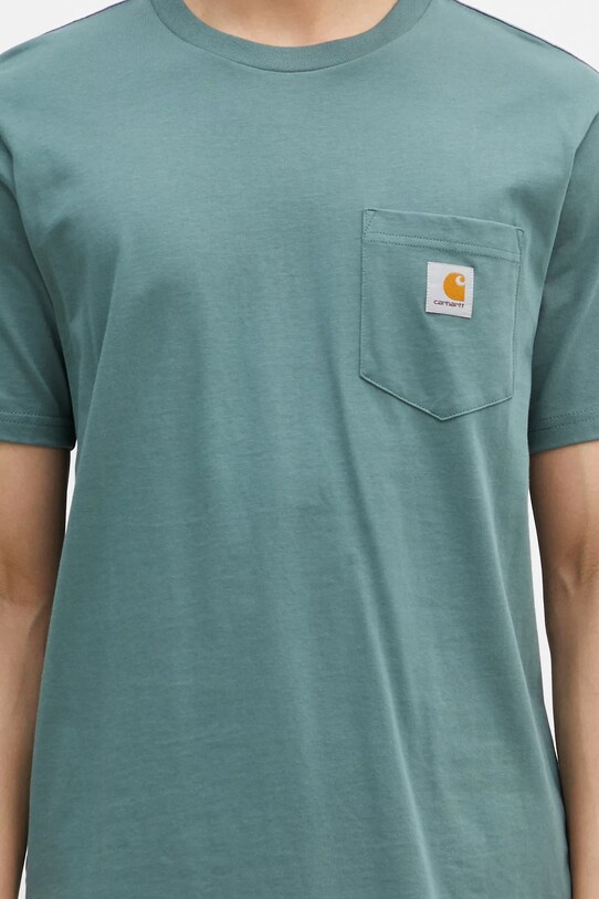Памучна тениска Carhartt WIP Pocket тюркоазен I030434.2M2XX