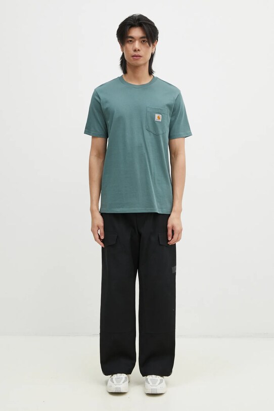 Памучна тениска Carhartt WIP Pocket I030434.2M2XX тюркоазен