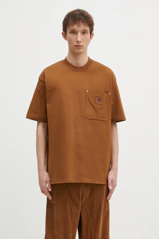 Carhartt WIP cotton t-shirt Eldon Pocket relaxed brown I034365.HZXX