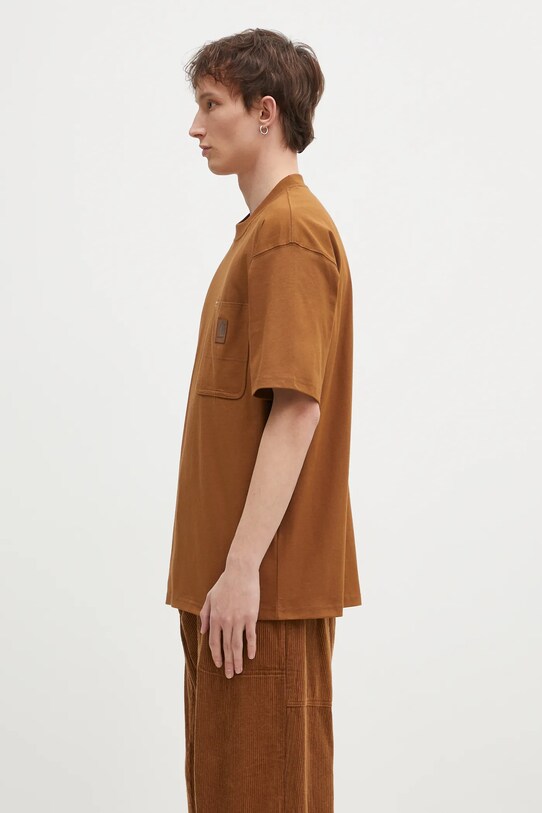 Carhartt WIP t-shirt bawełniany Eldon Pocket I034365.HZXX brązowy SS25