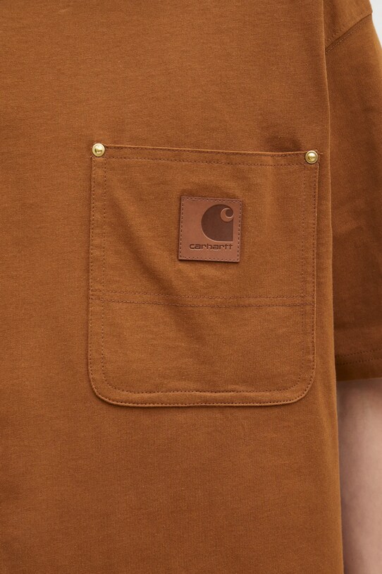Carhartt WIP t-shirt bawełniany Eldon Pocket brązowy I034365.HZXX