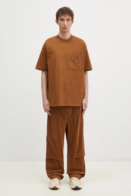 Carhartt WIP t-shirt bawełniany Eldon Pocket I034365.HZXX brązowy