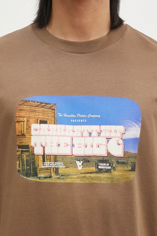 Carhartt WIP t-shirt bawełniany Greatest Flicks brązowy I034393.2LTXX