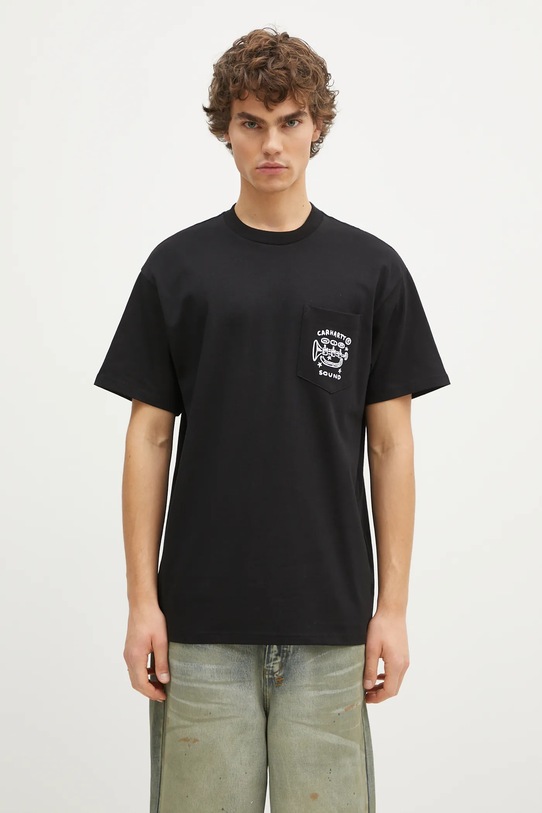 Carhartt WIP cotton t-shirt Fragments Pocket relaxed black I034407.0D2XX