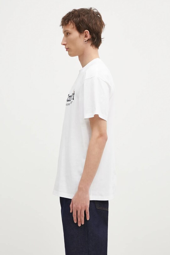 Памучна тениска Carhartt WIP Label Script I034421.02XX бял SS25