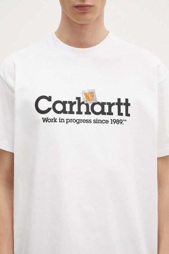 Памучна тениска Carhartt WIP Label Script бял I034421.02XX