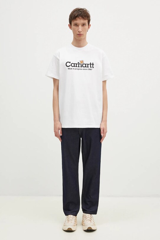 Памучна тениска Carhartt WIP Label Script I034421.02XX бял