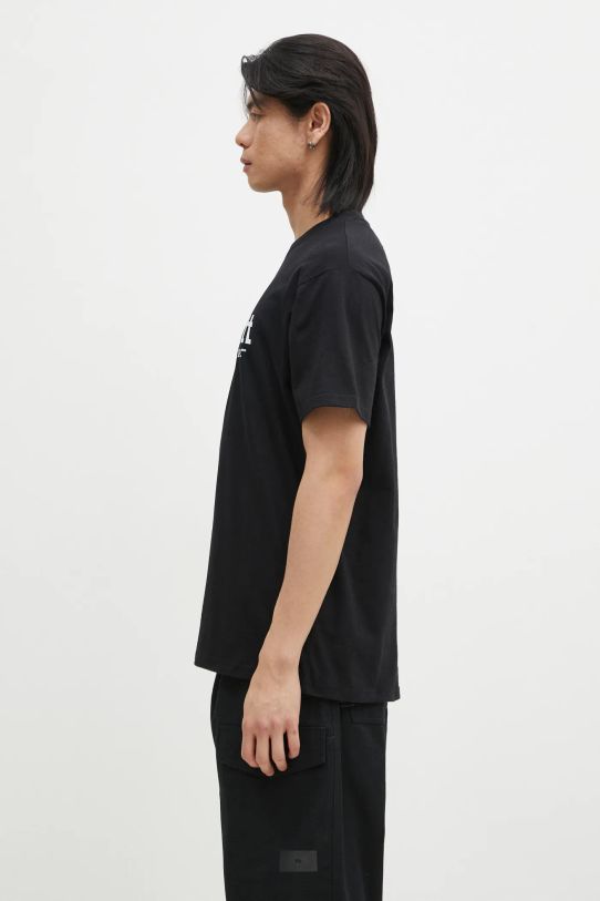 Βαμβακερό μπλουζάκι Carhartt WIP Label Script I034421.89XX μαύρο SS25