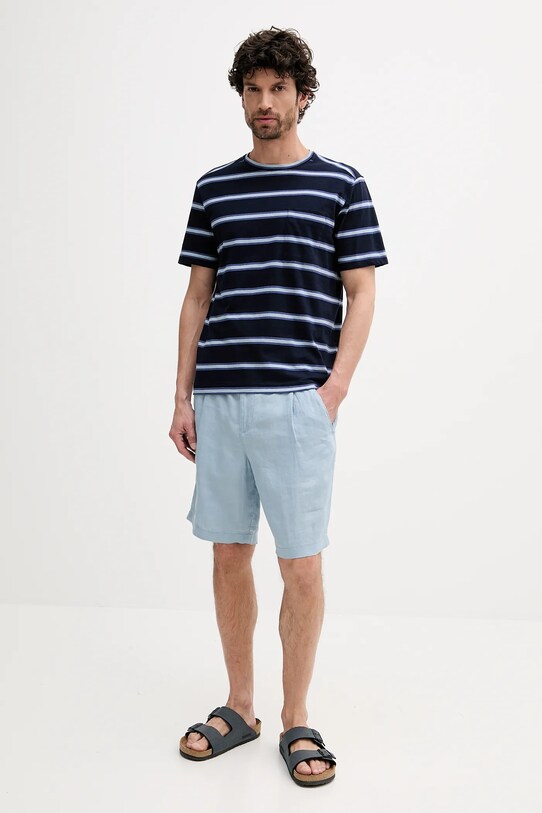 Футболка з домішкою льону United Colors of Benetton 32UZU10A7 темно-синій SS25