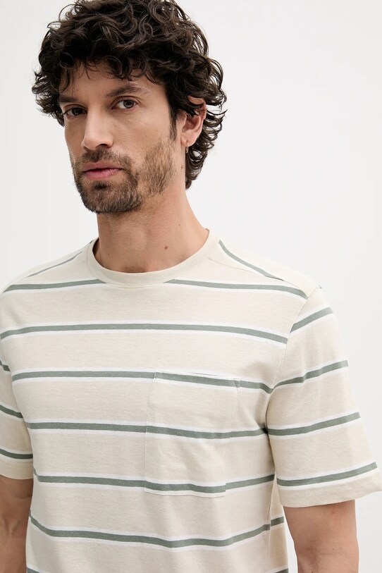 Футболка с примесью льна United Colors of Benetton бежевый 32UZU10A7