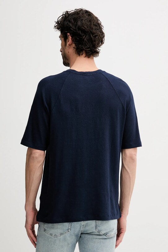 Odzież United Colors of Benetton t-shirt lniany 3UTFU10A5 granatowy