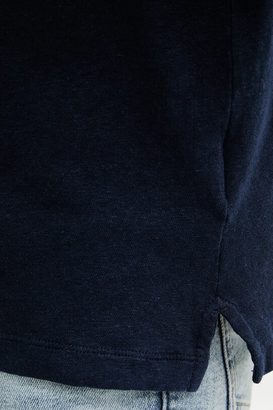 United Colors of Benetton t-shirt lniany 3UTFU10A5 granatowy