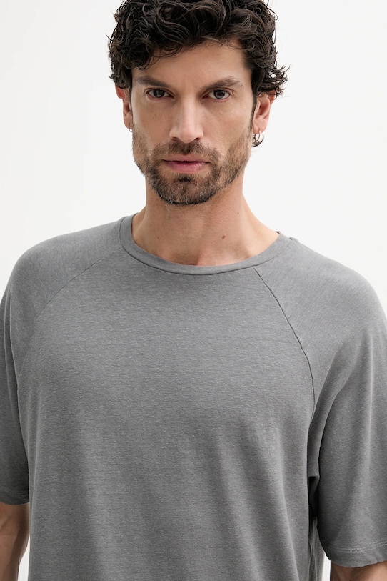 United Colors of Benetton t-shirt lniany szary 3UTFU10A5