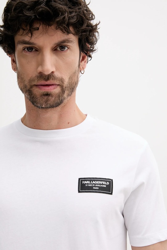 Βαμβακερό μπλουζάκι Karl Lagerfeld λευκό 552224.755052