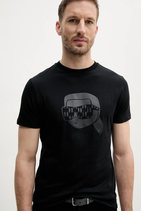 Karl Lagerfeld t-shirt in cotone nero 552251.755076