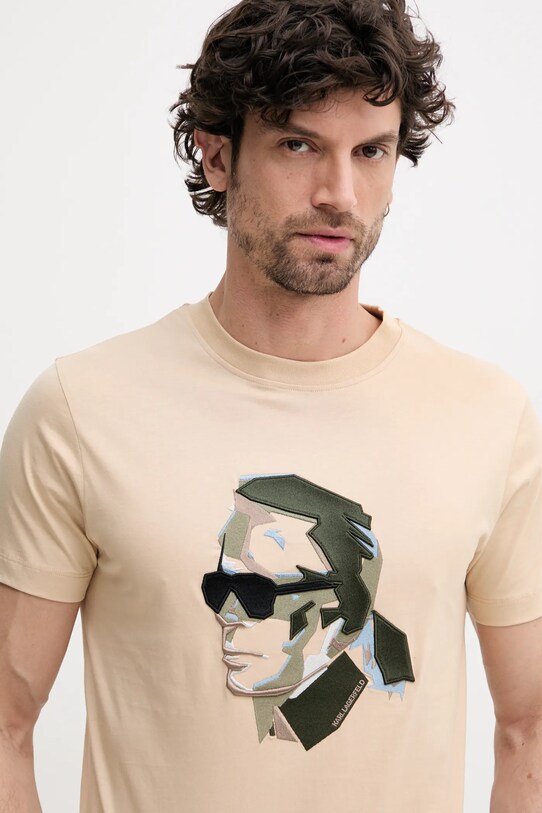 Ρούχα Βαμβακερό μπλουζάκι Karl Lagerfeld 552241.755067 μπεζ