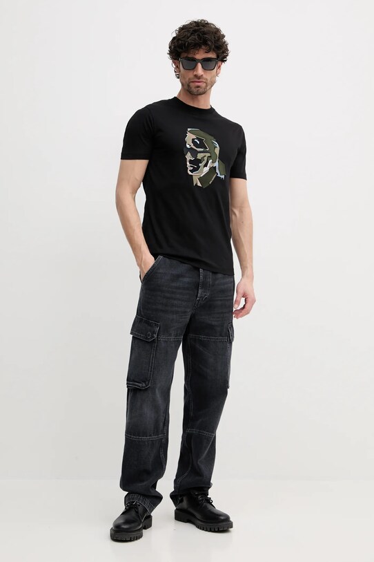 Βαμβακερό μπλουζάκι Karl Lagerfeld 552241.755067 μαύρο SS25