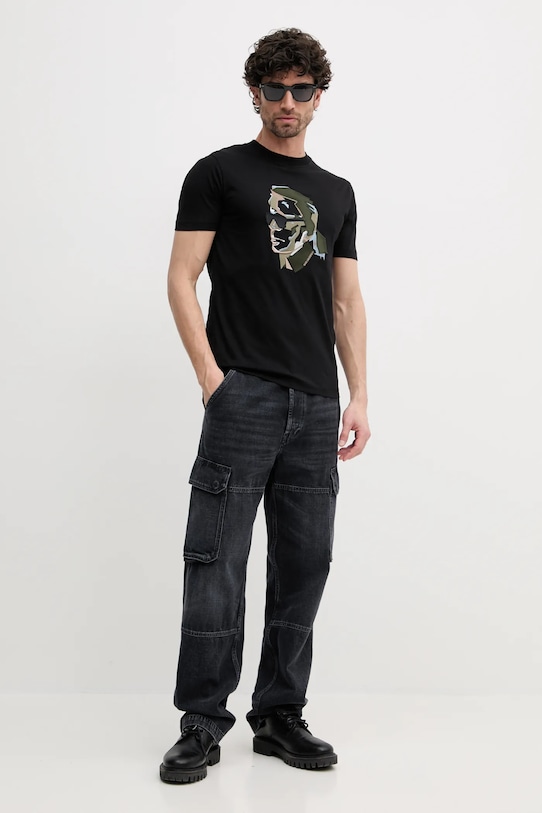Βαμβακερό μπλουζάκι Karl Lagerfeld 552241.755067 μαύρο SS25