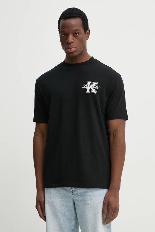 Karl Lagerfeld tricou din bumbac imprimeu negru 552221.755148