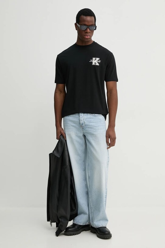 Бавовняна футболка Karl Lagerfeld 552221.755148 чорний SS25