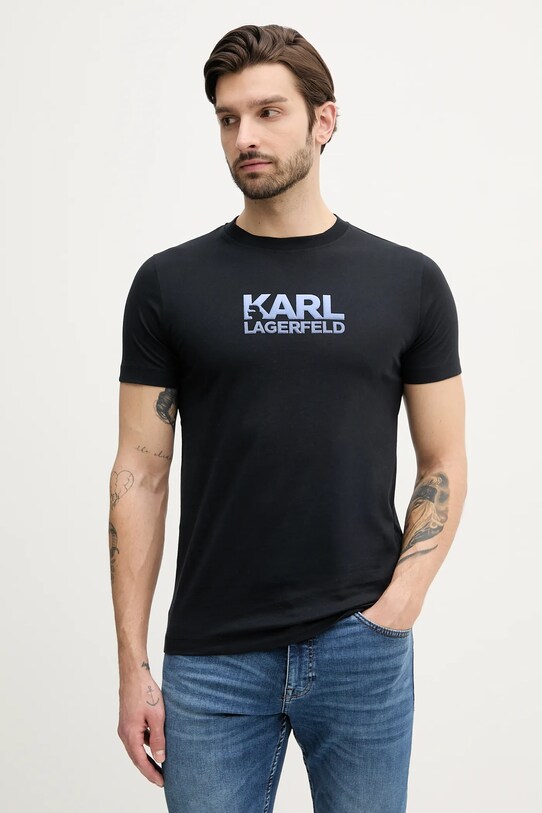 Karl Lagerfeld tricou din bumbac imprimeu bleumarin 552241.755064