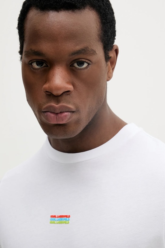 Bombažna kratka majica Karl Lagerfeld bela 552224.755031