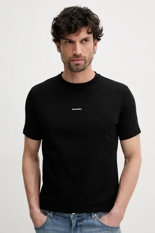 Karl Lagerfeld t-shirt elasztánnal fekete 552235.755030