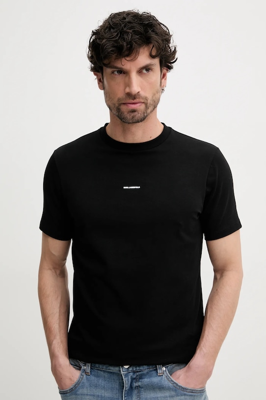 Μπλουζάκι Karl Lagerfeld με ελαστάν μαύρο 552235.755030