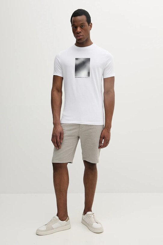 Bombažna kratka majica Karl Lagerfeld 552224.755038 bela SS25