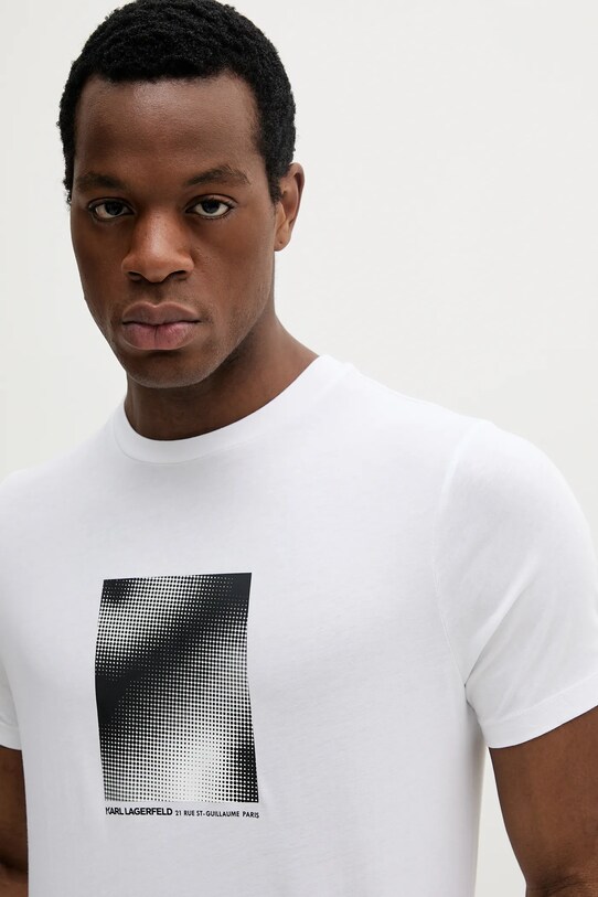 Bombažna kratka majica Karl Lagerfeld bela 552224.755038