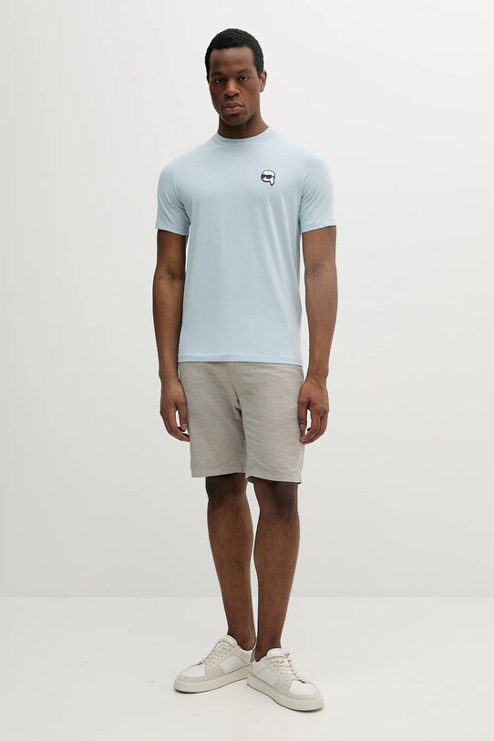 Bombažna kratka majica Karl Lagerfeld 552224.755710 modra SS25