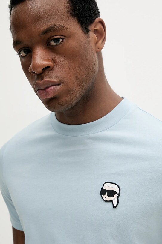 Bombažna kratka majica Karl Lagerfeld modra 552224.755710