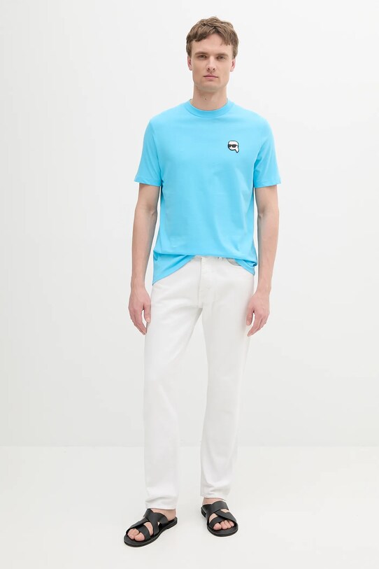 Karl Lagerfeld t-shirt bawełniany 552224.755710 niebieski SS25