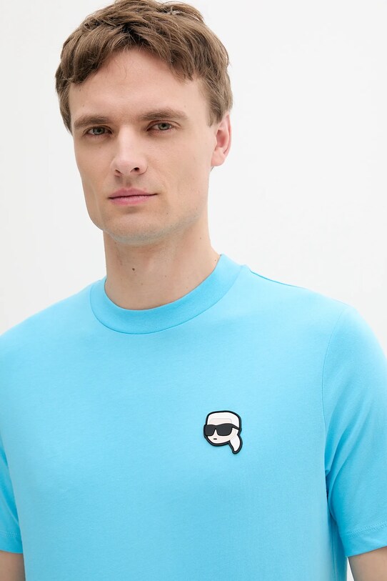 Karl Lagerfeld t-shirt bawełniany niebieski 552224.755710