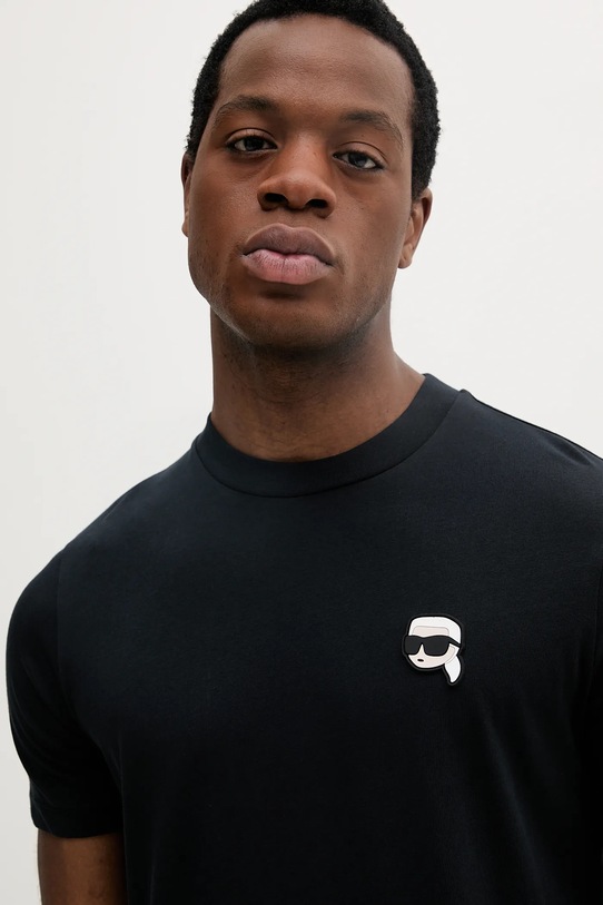 Βαμβακερό μπλουζάκι Karl Lagerfeld σκούρο μπλε 552224.755710