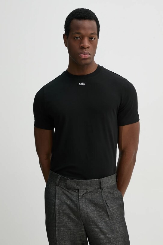 Karl Lagerfeld t-shirt z elastanem czarny 552235.755058