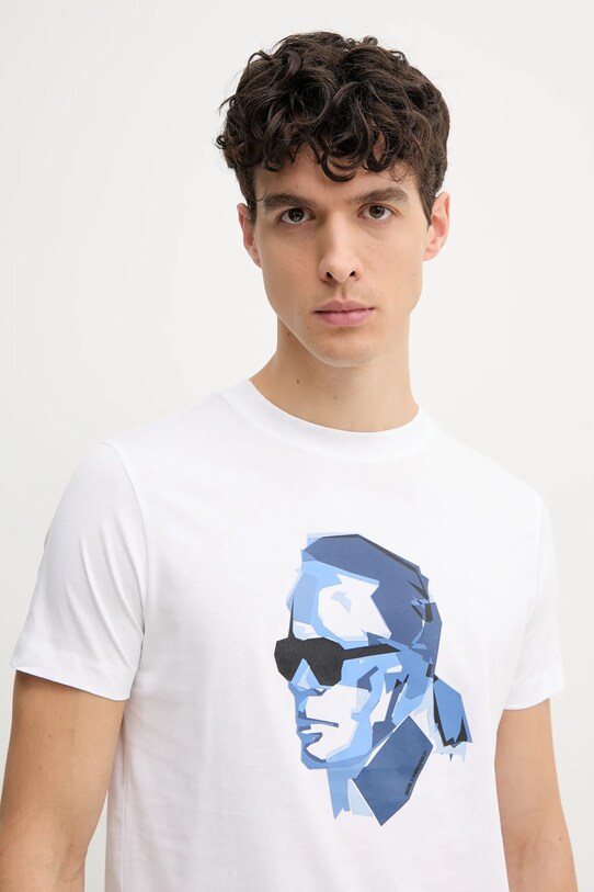 Βαμβακερό μπλουζάκι Karl Lagerfeld λευκό 552241.755065