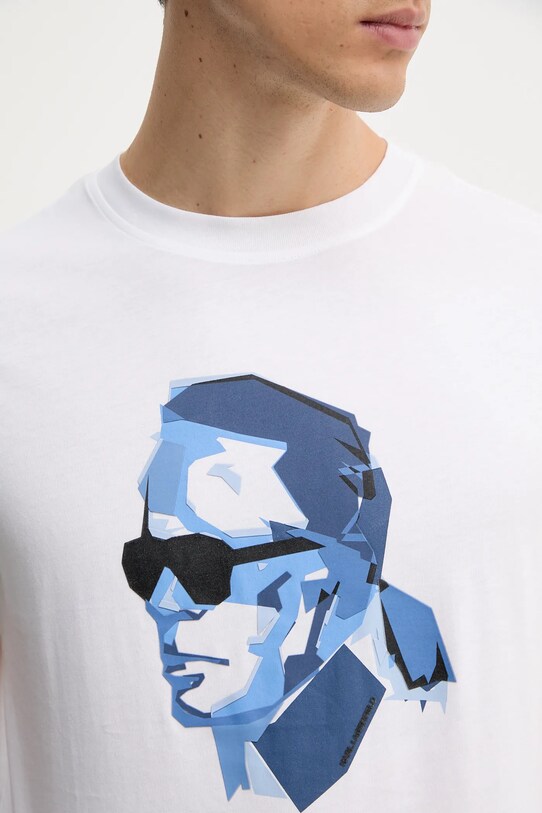Βαμβακερό μπλουζάκι Karl Lagerfeld 552241.755065 λευκό